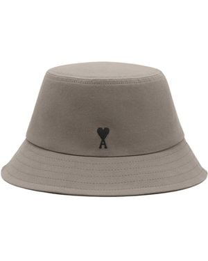 Ami Paris Ami Embroidered Logo Bucket Hat - Grey