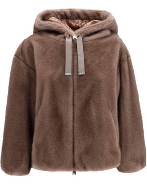 Herno Faux-Fur Hooded Jacket - Brown