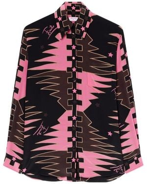 PUCCI Valdimontone Print Oversized Silk Shirt - Red