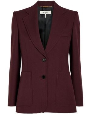 Chloé Single Breased Wool Blazer - Purple