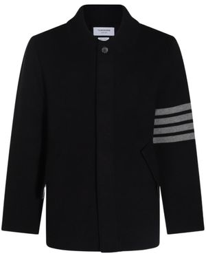 Thom Browne Stripe-Detailed Long-Sleeved Cardi-Coat - Black
