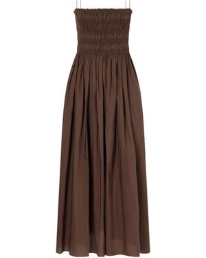 Matteau Shirred Organic Cotton Midi Dress - Brown