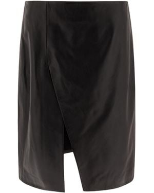 Loulou de Saison Loulou De Saison Ekare Front Slit Leather Skirt - Black