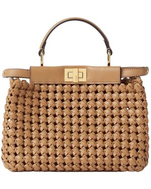 Fendi Cappuccino-Colored Woven Leather Bag - Brown