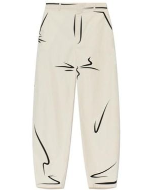 Moschino High Rise Sketch-Print Trousers - White