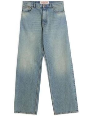 Valentino Logo Patch Straight-Leg Jeans - Blue