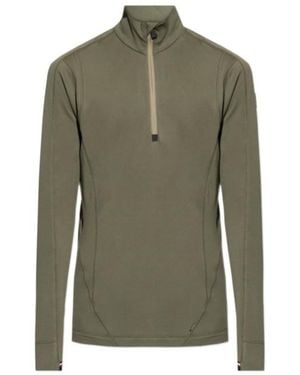 Moncler Grenoble Logo Patch Front Zipped Sweatshirt - Green