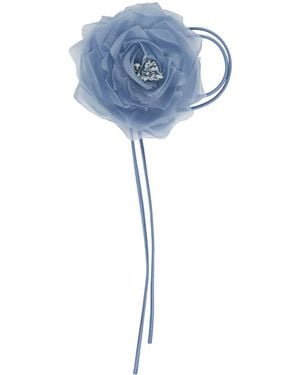 Max Mara Silk Chiffon Flower Brooch - Blue