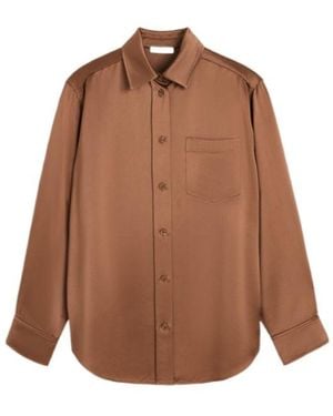 By Malene Birger Satin Patch-Pocket Shirt - Brown