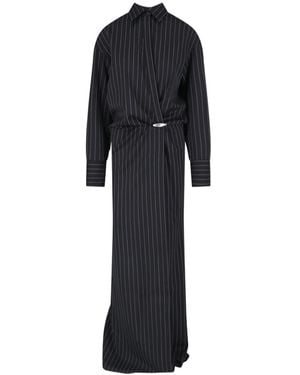 Dondup Erotica Striped Shirt Dress - Black
