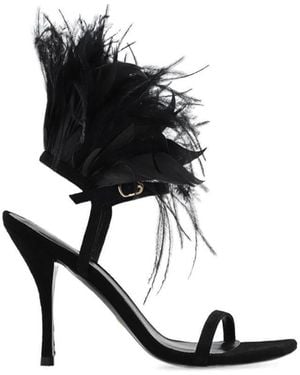 Stuart Weitzman Feather High-Heeled Sandals - Black