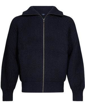 Soeur Jasper Zip-Up High Neck Knitted Jumper - Blue