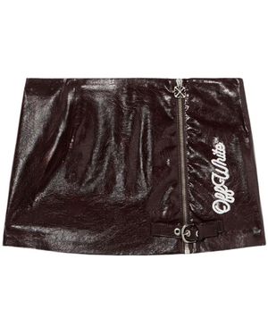 Off-White c/o Virgil Abloh Crinkle Coated Logo Embroidery Skirt - Brown