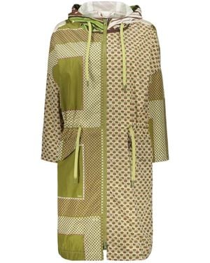 Herno Jacquard Drawstring Hooded Coat - Green
