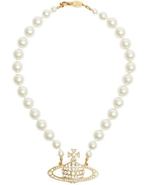 Vivienne Westwood Bas Relief Orb Faux Pearl Choker - Metallic