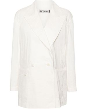 Issey Miyake Shaped Membrane Double-Breasted Blazer - White