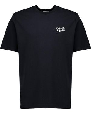 Maison Kitsuné Logo-Embroidered T-Shirt - Black