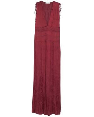 Ulla Johnson Tasneem V-Neck Tie-Shoulder Maxi Dress - Red