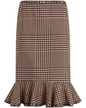 GIUSEPPE DI MORABITO Ruffled Houndstooth Skirt - Brown