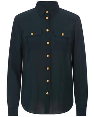 Balmain Long Sleeved Button-Up Shirt - Blue