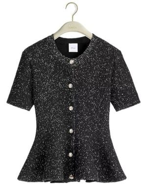 Dior Short-Sleeved Peplum Cardigan - Black