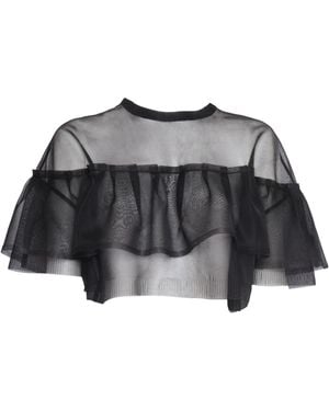 Philosophy Di Lorenzo Serafini Semi Sheer Crepe Cropped Top - Grey