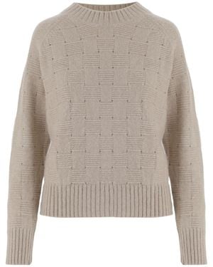 Allude Textured Knit Knitted Sweater - Gray