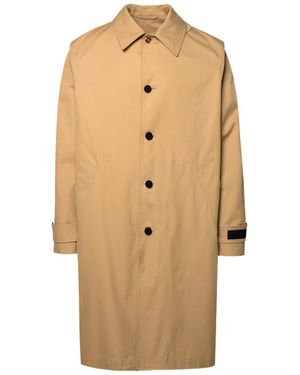Versace 'Baroque' Cotton And Silk Trench Coat - Natural