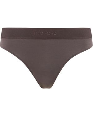 Tom Ford Logo-Waistband Thong - Gray