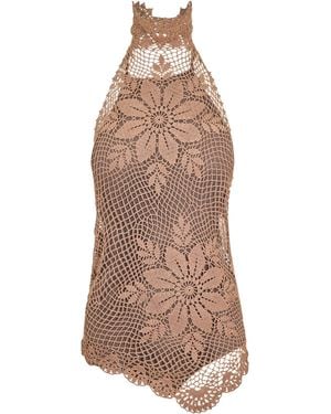 Magda Butrym Crochet Hollow-Out Top - Brown