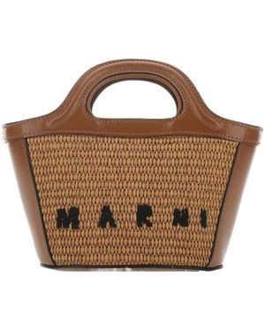 Marni Tropicalia Logo Embroidered Micro Tote Bag - Brown