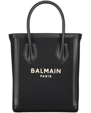 Balmain Logo Lettering Strapped Tote Bag - Black