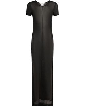 Lemaire Shiny Viscose Column Dress W/ Slits - Black