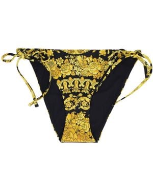 Versace Graphic Printed Side-Tied Bikini Bottoms - Yellow