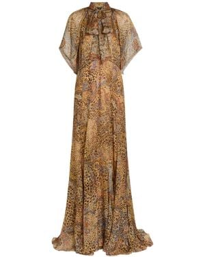 Etro Leopard-Print Silk Maxi Dress - Natural