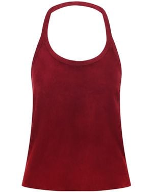 Stouls Cherry Open-Back Suede Halterneck Tank - Red