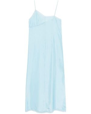MM6 by Maison Margiela Asymmetric Silk Maxi Dress - Blue