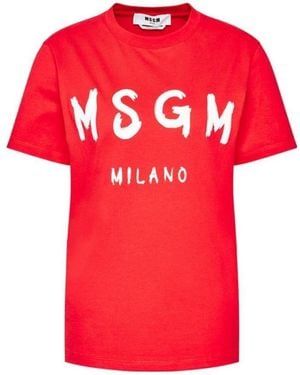 MSGM Logo Details T-Shirt - Red