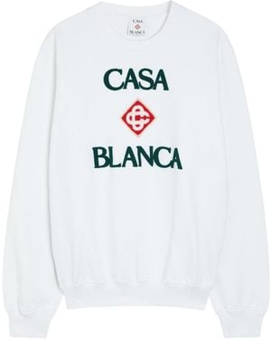 CASABLANCA Casa Stacked Logo Crew Sweatshirt - White