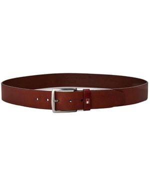 Tommy Hilfiger Solid Colour Leather Belt - Brown