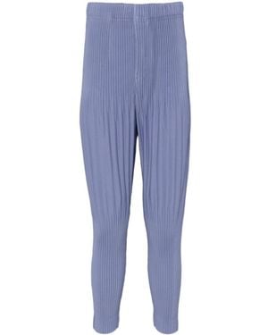 Homme Plissé Issey Miyake Pleated Tapared Trousers - Blue