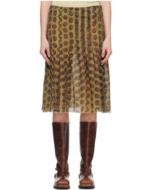 Edward Cuming Optical Pleated Midi Skirt - Natural