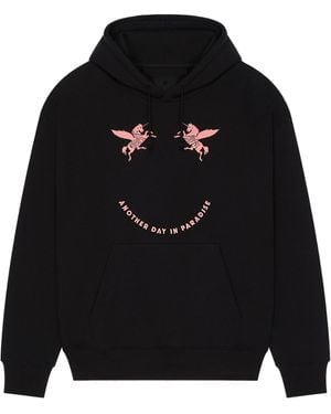 Givenchy Slogan Printed Drawstring Hoodie - Black