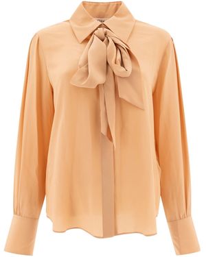 Chloé Long-Sleeve Georgette Shirt - Orange