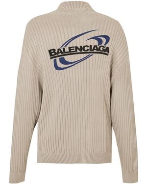 Balenciaga Quarter-Zip Knit Top - Gray