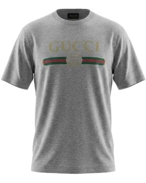 Gucci Interlocking G Web-Stripe T-Shirt - Grey