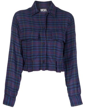 DIESEL Cropped Check Shirt - Blue