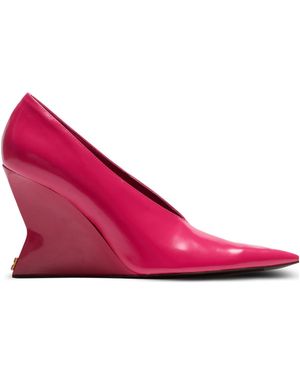 Balmain Shiny Lambskin Wedge Court Shoes - Pink