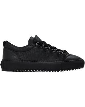 Represent Grained Leather Thick Sole Low-Top Sneakers - Black