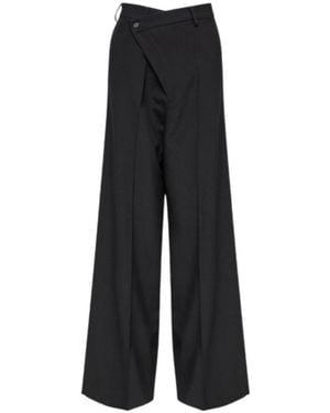 MM6 by Maison Margiela Off-Centre Wide-Leg Trousers - Black